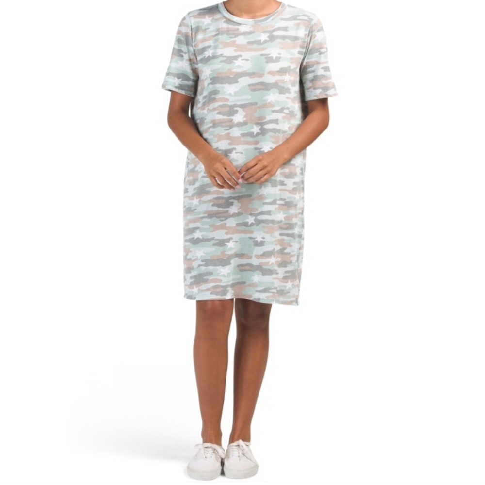 Lucky Brand Dress Pastel Camouflage Short Sleeve Soft Jersey T-Shirt Dress